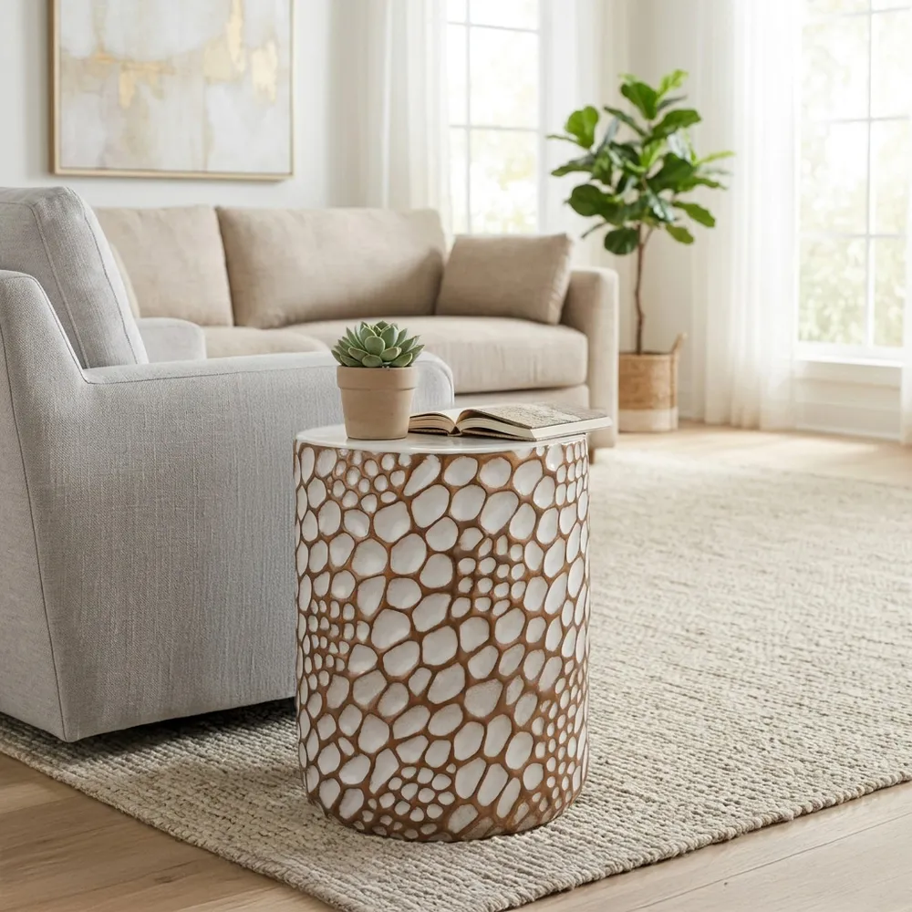 NEWTONCREST WHITE GARDEN STOOL 20 (IN)