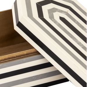 Octagonal Striped Box - Set of 2 White 3