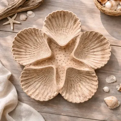 Wooden Flower Platter 10in