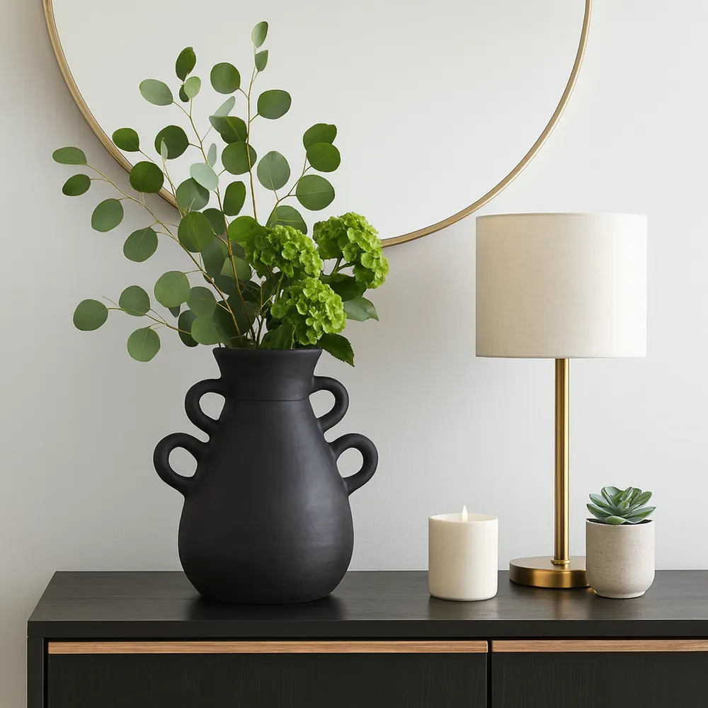 ARLOBEACH BLACK VASE 12 (IN)