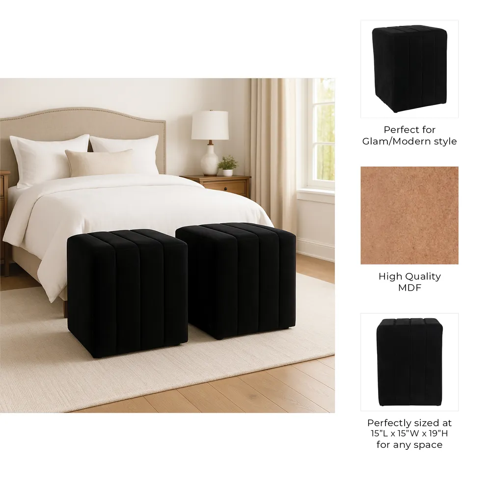 KENDALLVIEW BLACK OTTOMAN 19 (IN)