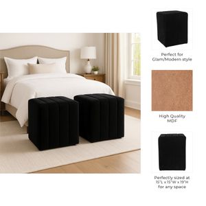 KENDALLVIEW BLACK OTTOMAN 19 (IN) 10