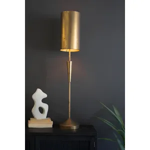 Antique Gold Table Lamp with Metal Barrel Shades 3