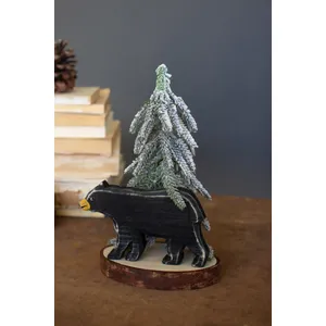 Wooden Bear with Christmas Tree 2