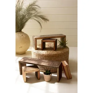 Set of 4 Recycled Wood Nesting Rectangle Risers 3