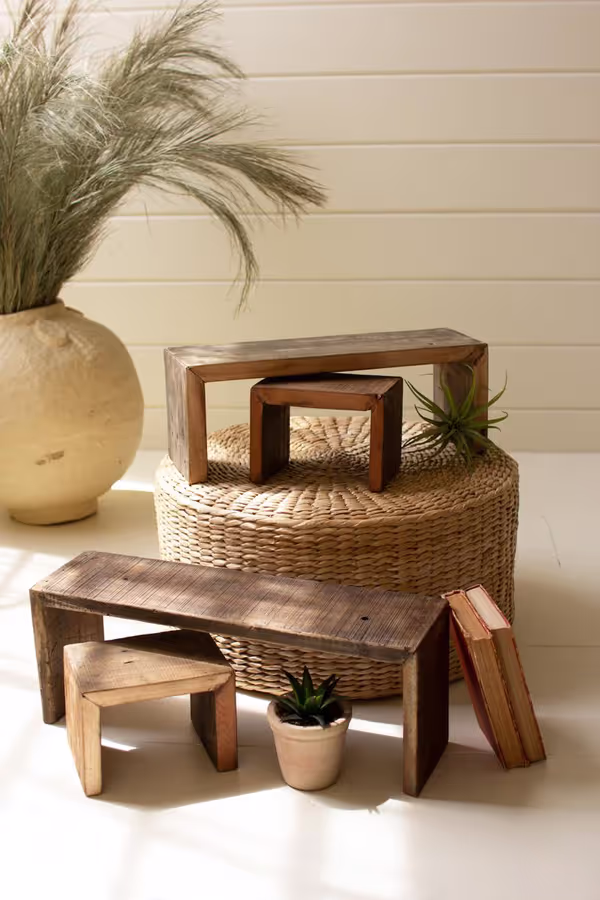 Set of 4 Recycled Wood Nesting Rectangle Risers