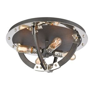 Riveted Plate 19'' Wide 4-Light Flush Mount - Silverdust Iron 1