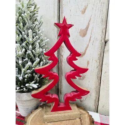 Sm Hollow Red Tree 13x7.5in