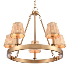 Rydell 24.5'' Wide 5-Light Chandelier - Brushed Gold and Rattan 6