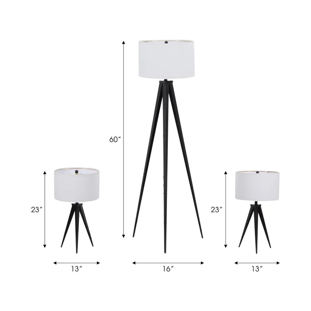 DASHPARK SET OF 3 BLACK LAMPS 60 (IN)