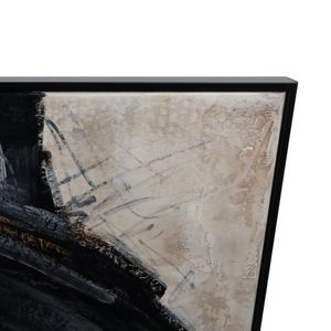 61X61 FRAMED HAND PAINTED ABSTRACT CANVAS, BLACK/G 6