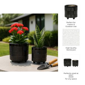 EMMETLAKE SET OF 2 BLACK PLANTER 8 (IN) 10