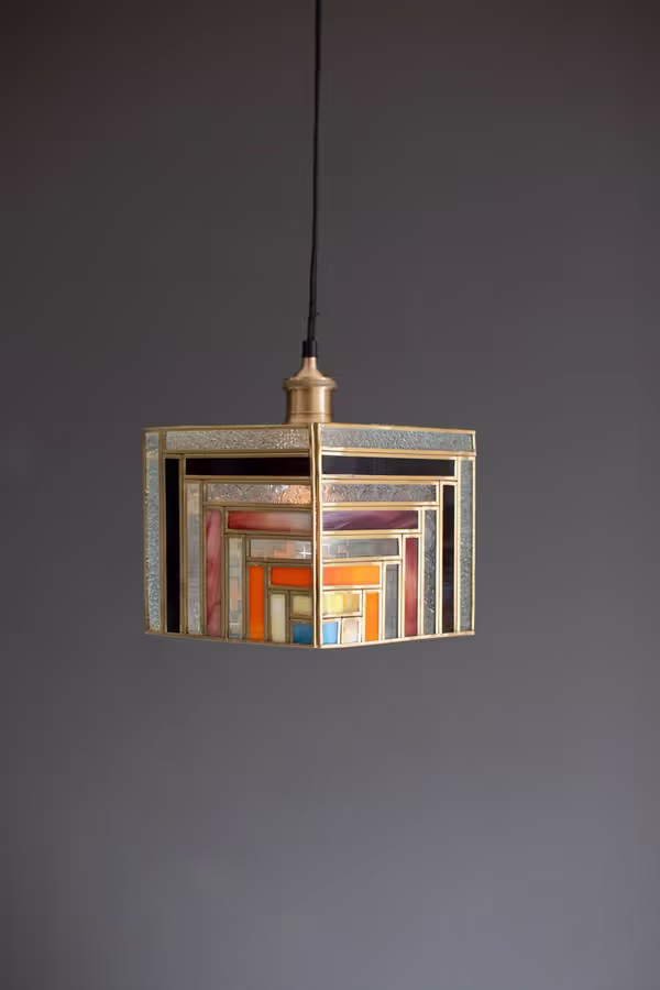 Square Stained Glass Pendant Lamp