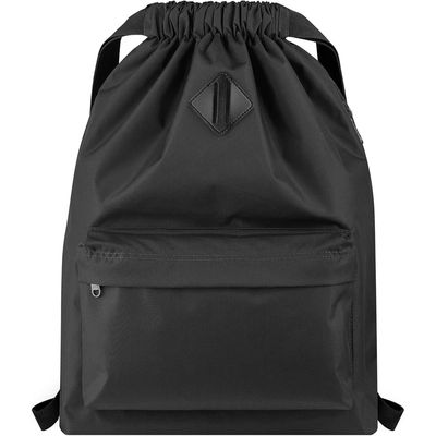 NYLON DRAWSTRING BACKPACK - BLACK