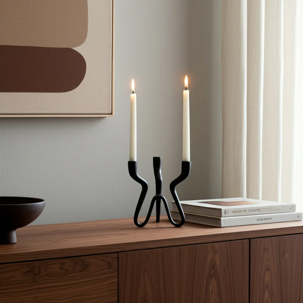 TODDBURN BLACK CANDLE HOLDER 10 (IN)