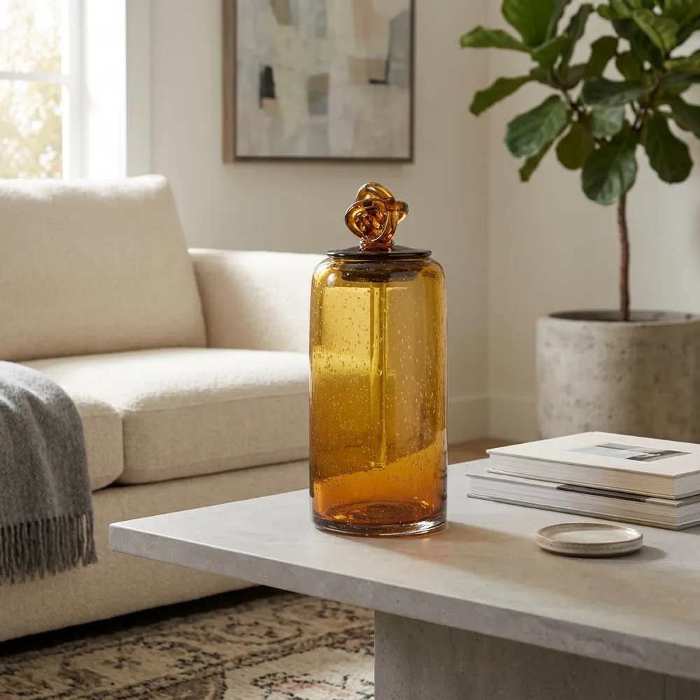 DIXONWELL ORANGE GLASS VASE 12 (IN)