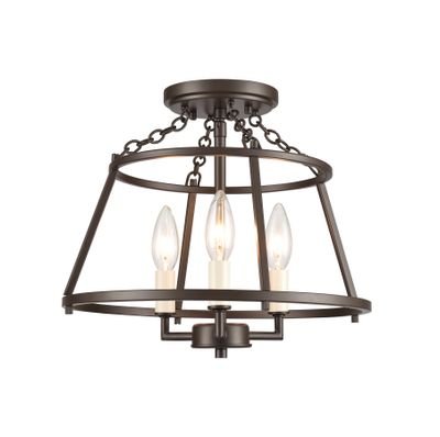 Joanie 13″ Wide 3-Light Semi Flush Mount - Old Bronze