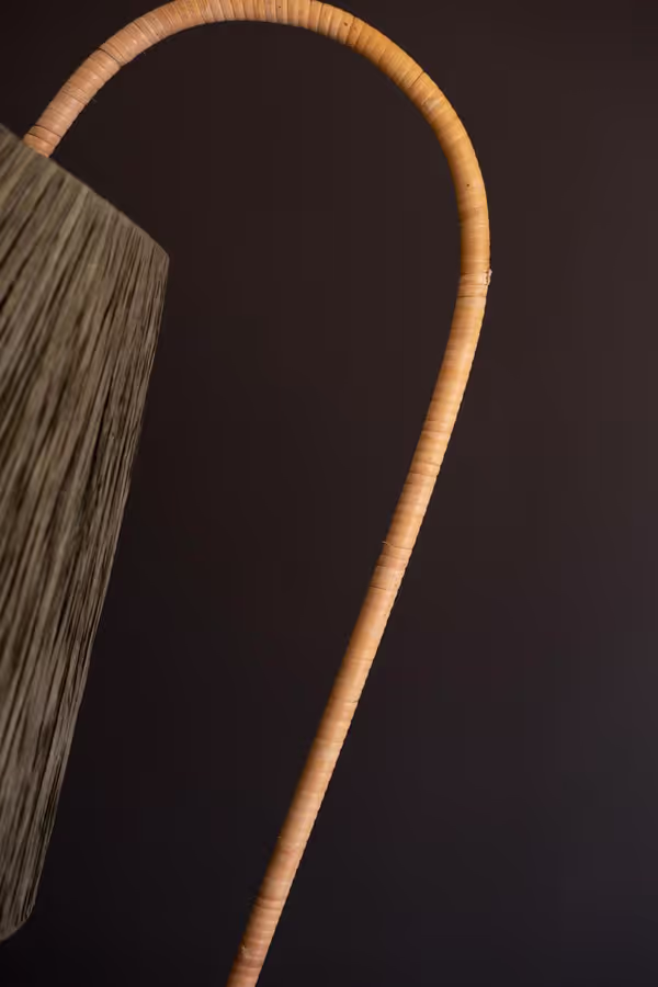 Rattan-Wrapped Floor Lamp with Raffia Shade