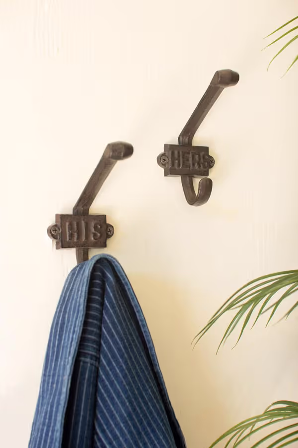 Set of 2 Cast Iron His and Hers Hooks
