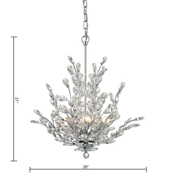Crystique 20'' Wide 6-Light Chandelier - Polished Chrome