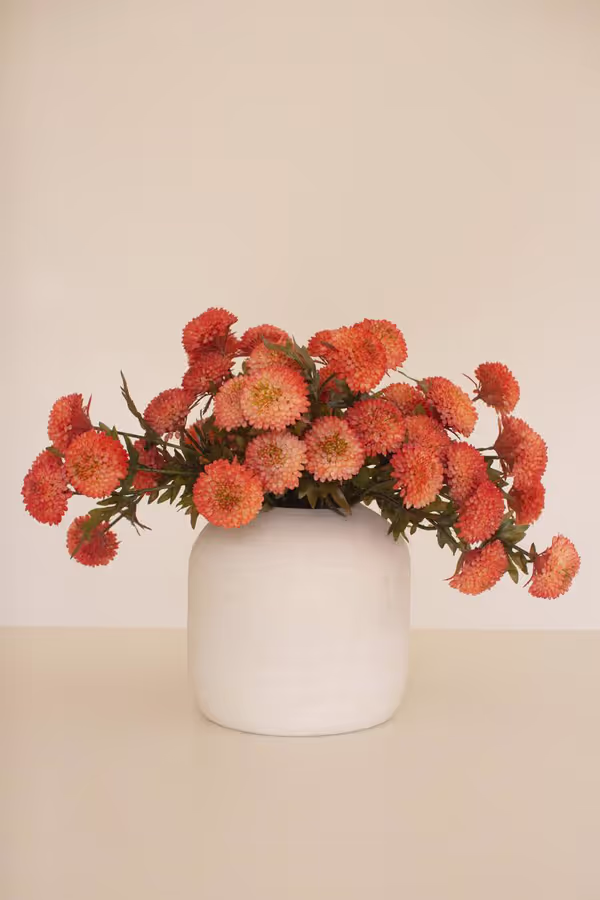 Bundle of 7 Artificial Orange Ball Dahlias