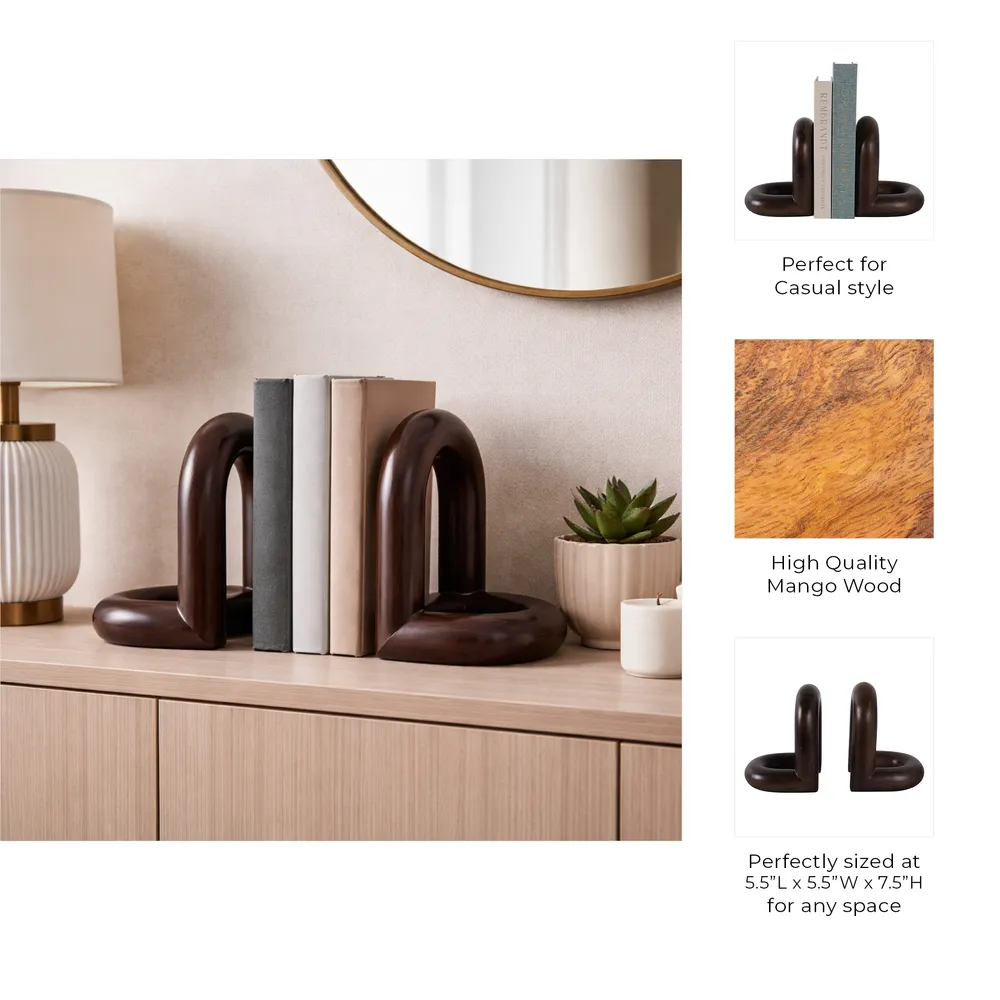TRUEPORT SET OF 2 BROWN BOOKENDS 8 (IN)