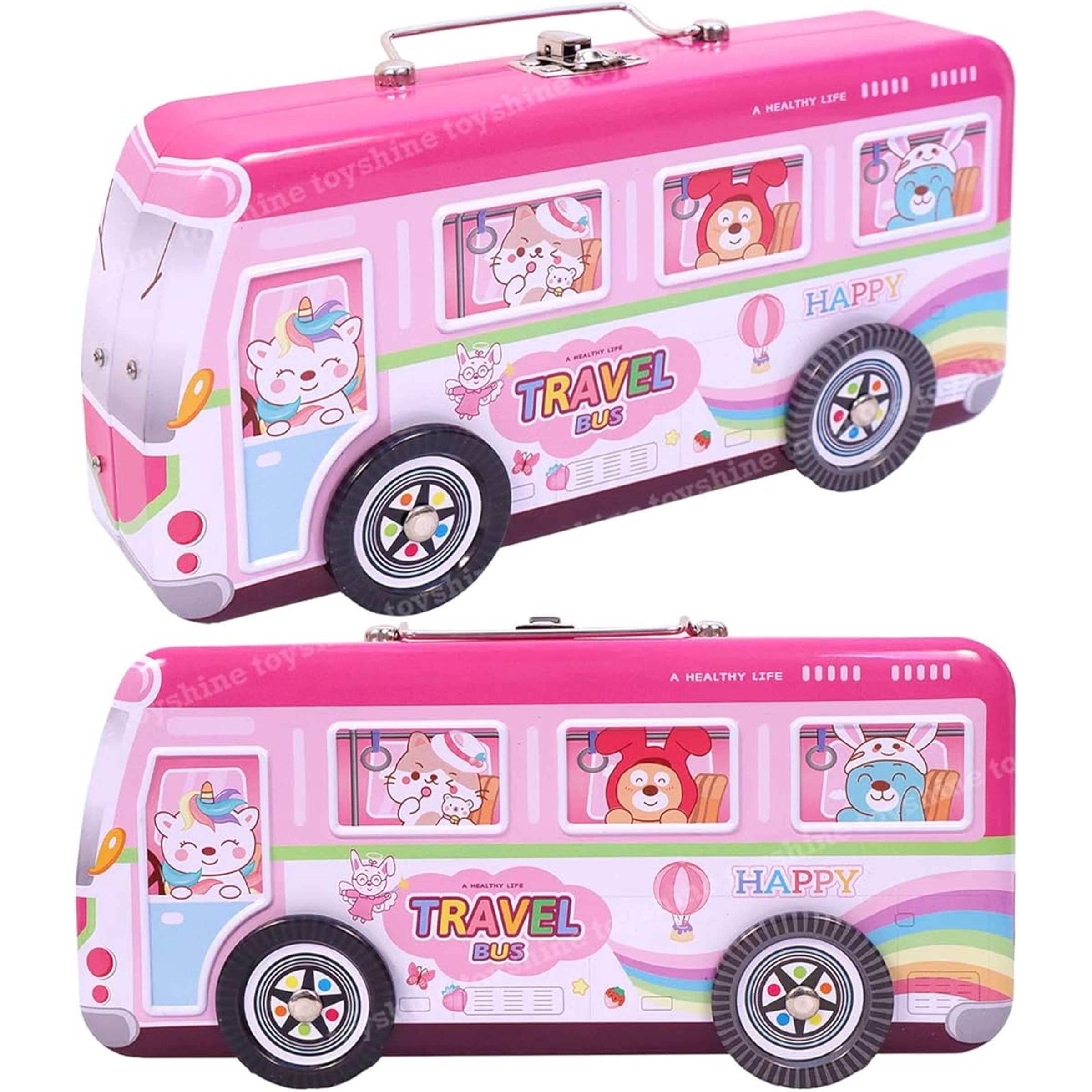 ROAD TRIPPERS BUS KEYCHAIN W SPINNING WHEELS - PUFFIN FAMILY