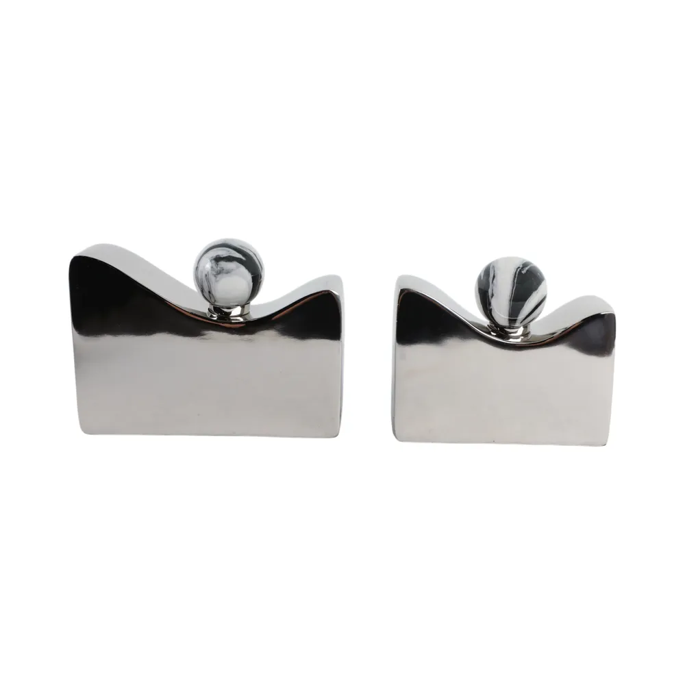 ARLOSHAW SET OF 2 SILVER VASES 8 (IN)