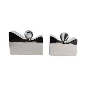ARLOSHAW SET OF 2 SILVER VASES 8 (IN) 1