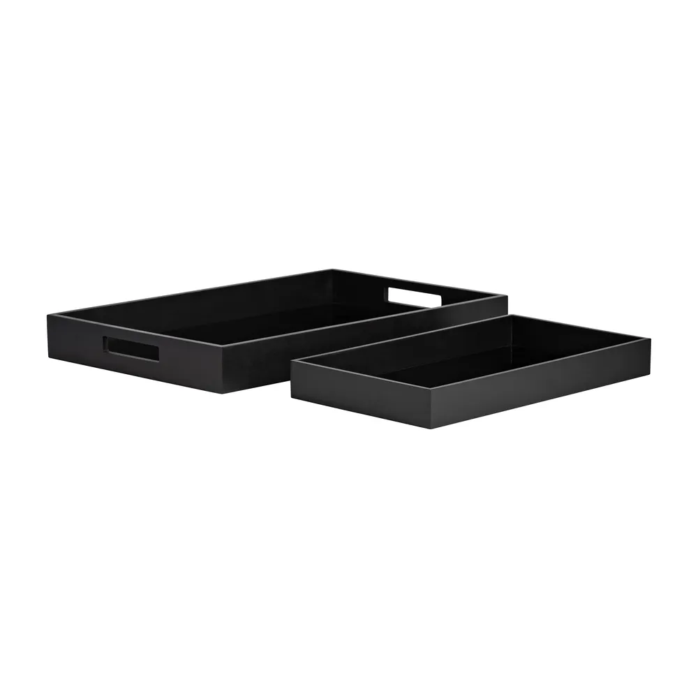 BAYBURN SET OF 2 BLACK WOOD/GLASS 2 (IN)