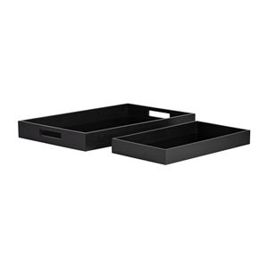 BAYBURN SET OF 2 BLACK WOOD/GLASS 2 (IN) 1