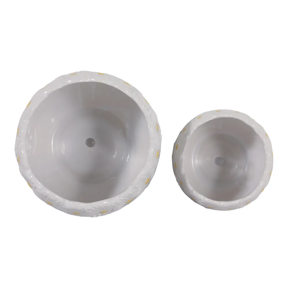 BRONSONRUN SET OF 2 WHITE PLANTER 7 (IN)