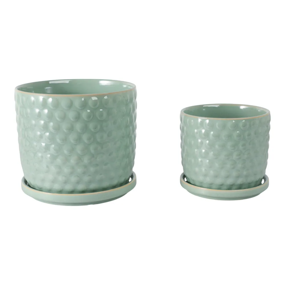WINTONLAND SET OF 2 GREEN PLANTER 9 (IN)