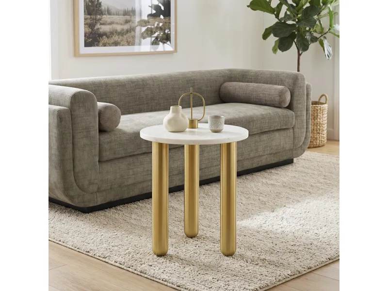 Aven Side Table White & Gold 2