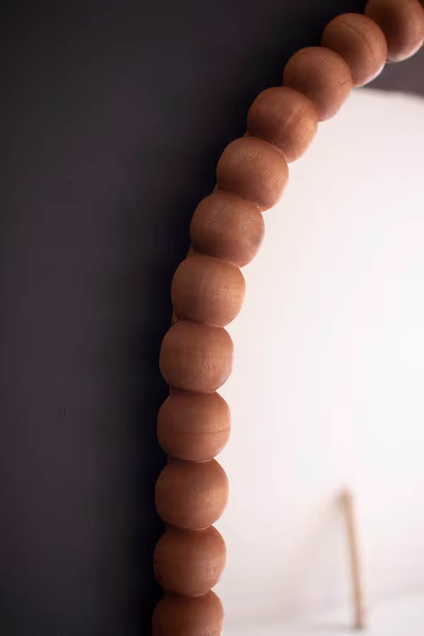 Wooden Ball Arched Mirror