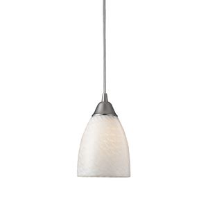 Arco Baleno 5'' Wide 1-Light Mini Pendant - Satin Nickel with White Swirl Glass 1