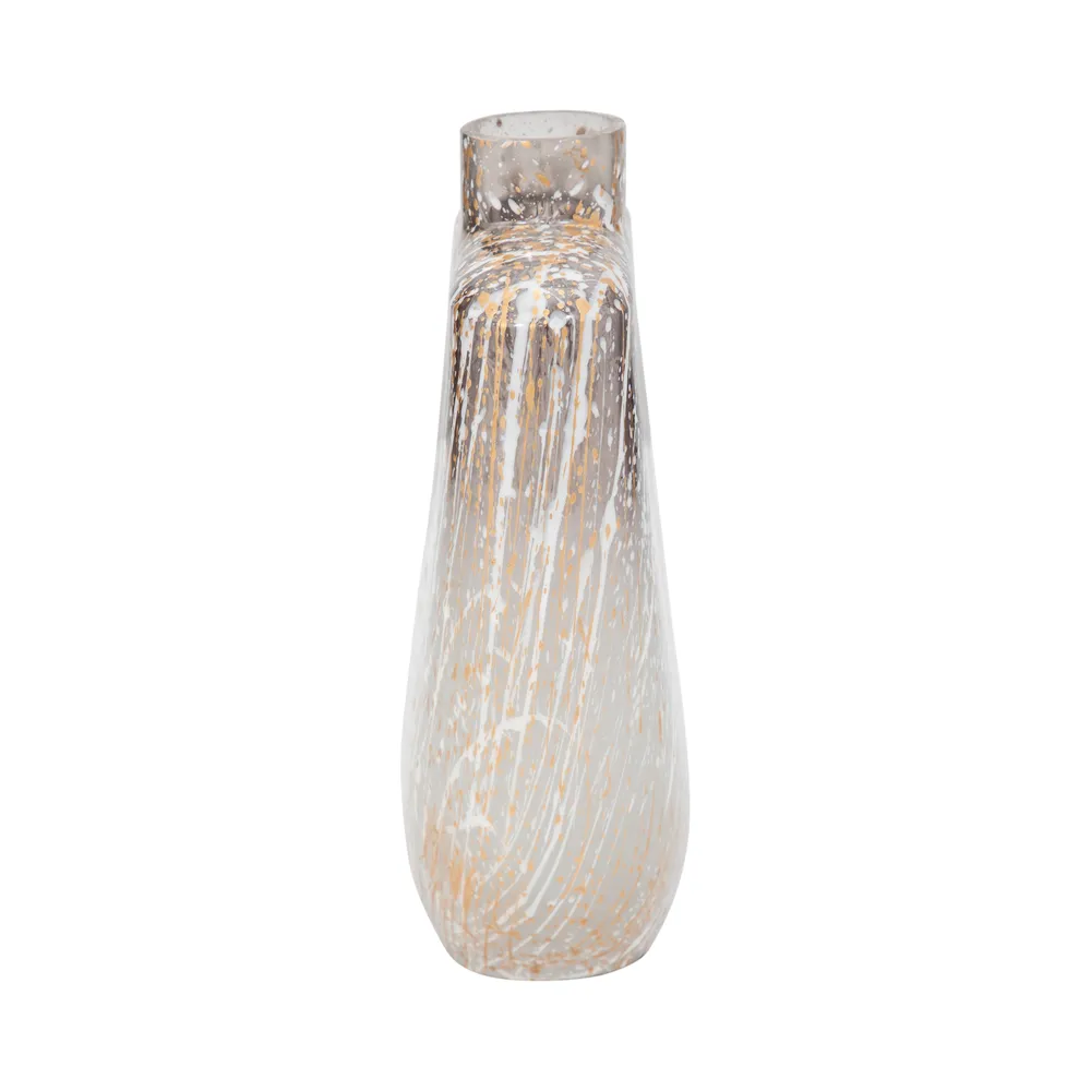 STONEWOOD IVORY GLASS VASE 10 (IN)