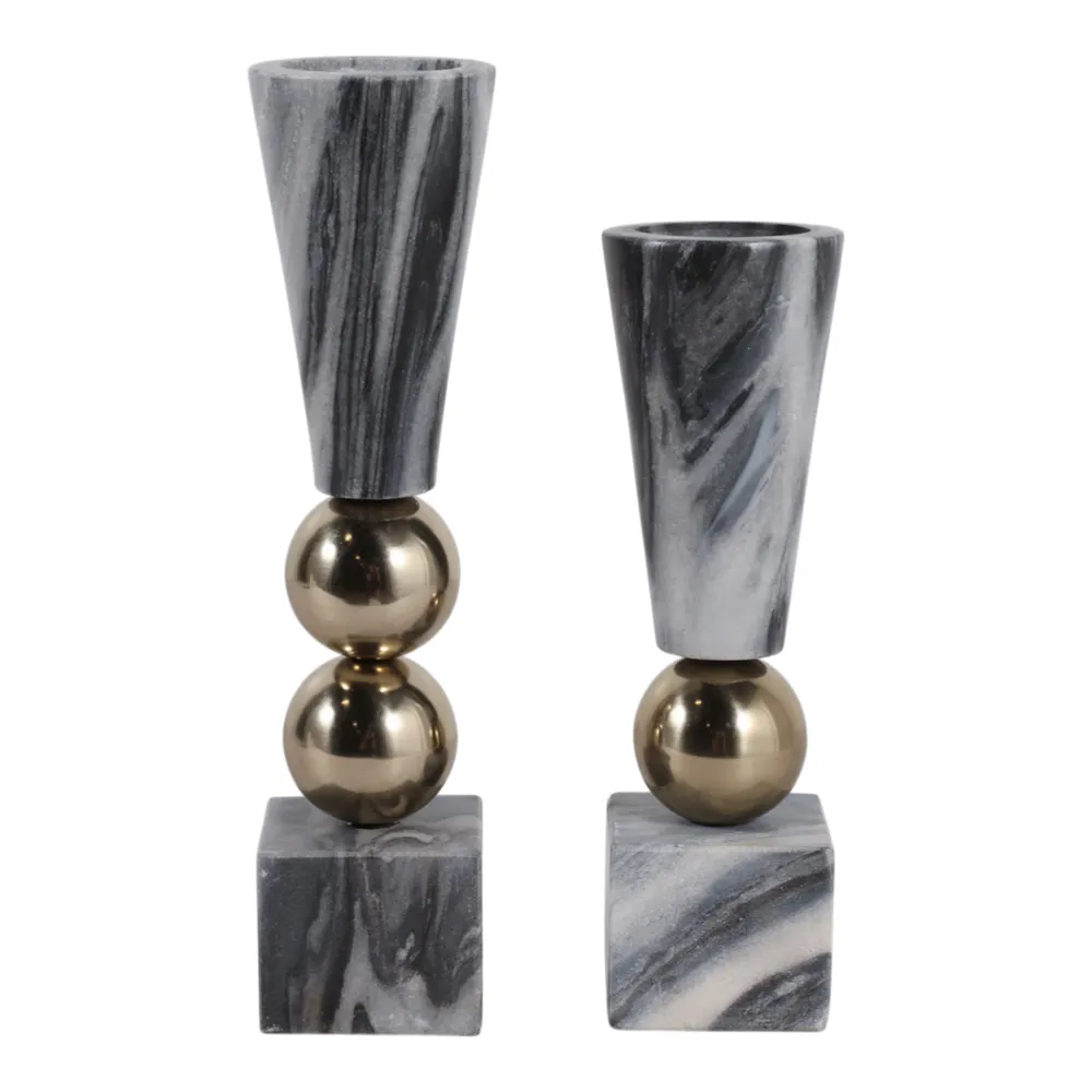 DUTTONGATE SET OF 2 GRAY CANDLE HOLDER 12 (IN)