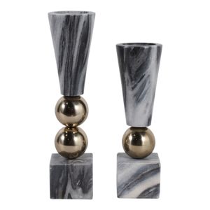 DUTTONGATE SET OF 2 GRAY CANDLE HOLDER 12 (IN) 5
