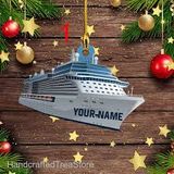 CRUISERS BOAT CHRISTMAS ORNAMENT W SPINNING PROPELLER - MANATEE FAMILY 1