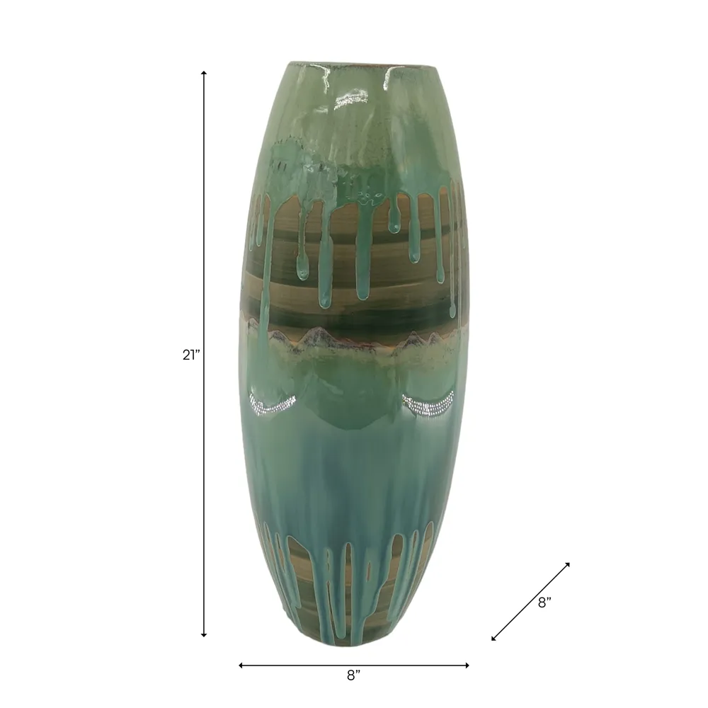 ANSELOAK GREEN VASE 21 (IN)