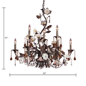 Cristallo Fiore 33'' Wide 9-Light Chandelier - Bronze 2
