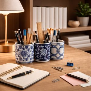 GERBERTON SET OF 3 BLUE PENCIL CUP 4 (IN) 11