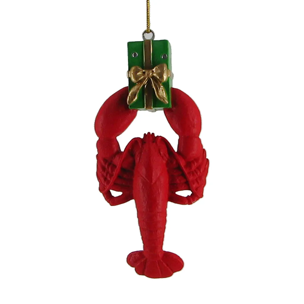 4" LOBSTER W/GIFT CHRISTMAS ORNAMENT