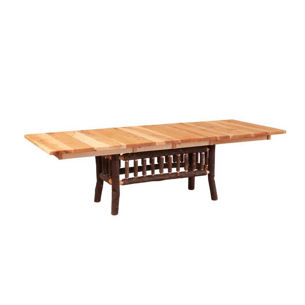 Hickory Log Extension Dining Table - Slate