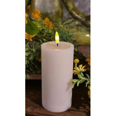 Cream Melted Realistic Flame 3x4in LED Candle
