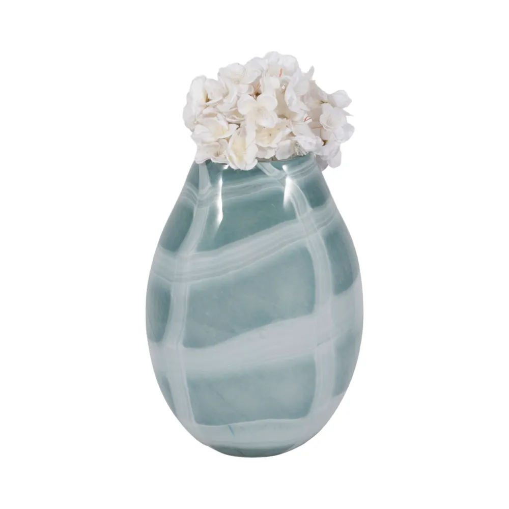 PEARLCREST BLUE GLASS VASE 13 (IN)