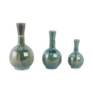 AVAGROVE SET OF 3 GREEN VASES 14 (IN) 5