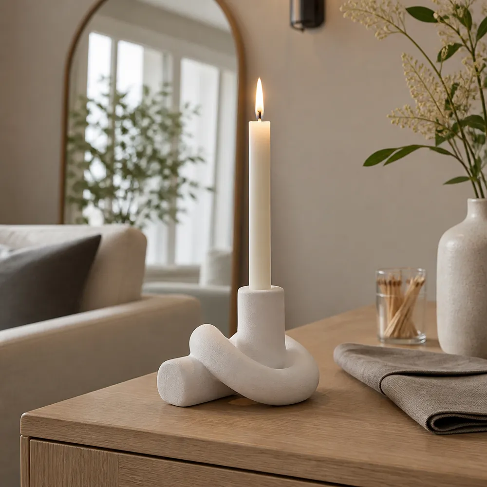 DUNCANCROSS WHITE CANDLE HOLDER 4 (IN)