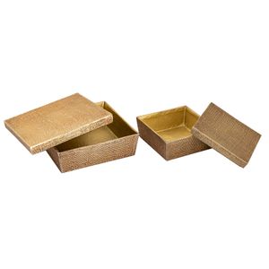 Square Linen Texture Box - Small Brass 4